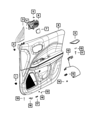 Genuine Mopar Front Door Trim Panel Right 5VM28PS4AL