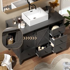 48" Freestanding Bathroom Vanity w/ Ceramic Sink Storage Cabinet NO Faucet Drain