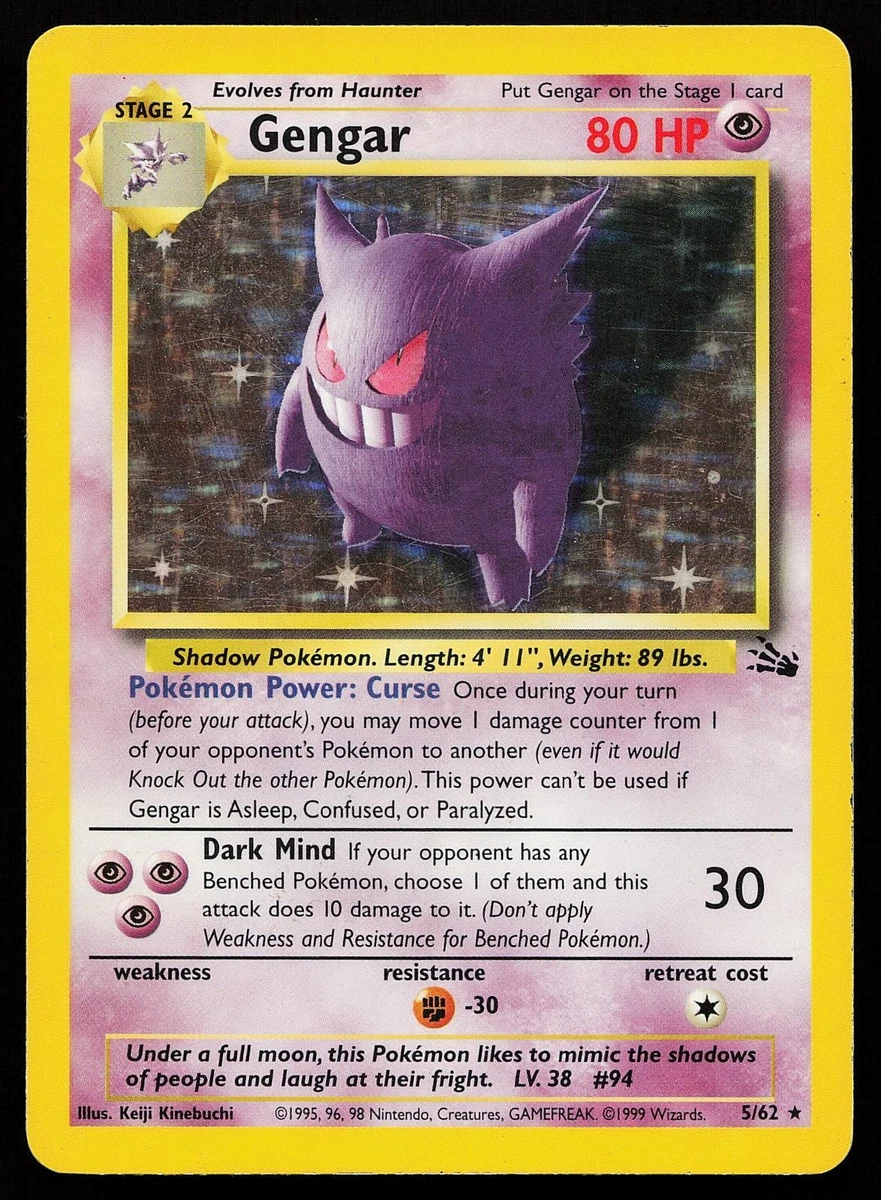 Gengar Pokémon TCG Rare Fossil Individual Collectible Card Game
