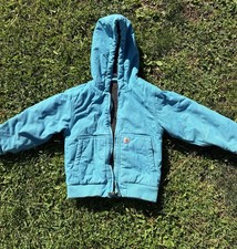 Carhartt Jacket Youth Boys XXS 4-5 Blue Hooded Full Zip Sherpa Fleece Lined