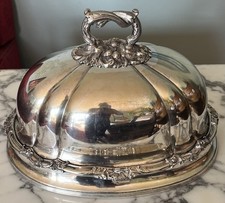 Ornate Antique Victorian Silverplate Food Dome Meat Cover Cloche 12" X 8" X 9"