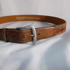 Nocona Mens 38 Distressed Brown Western Overlay Leather Belt N2450444