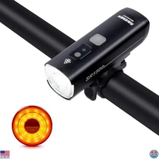 RAVEMEN Rechargeable Bike Light Set - Ultra-Bright Front & Rear, IPX7 Waterproof