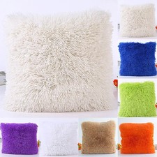 1Pc Soft Faux Fur Pillows Case Plush Cushion Cover Pink Blue Purple Warm 43 43cm