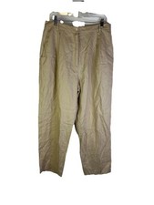 Vintage 90s Laura Ashley Pants Womens 14 Linen Pleated Trouser Khaki