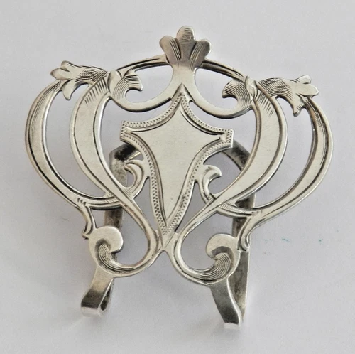 Art Nouveau LUNT Sterling Napkin or Money Clip - 1  5/8" x 1  3/8" - No Mono
