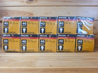 Pack of 10-PHILIPS CLASSICTONE 40W Light Bulb A60 FR 240V B22 BC - NEW