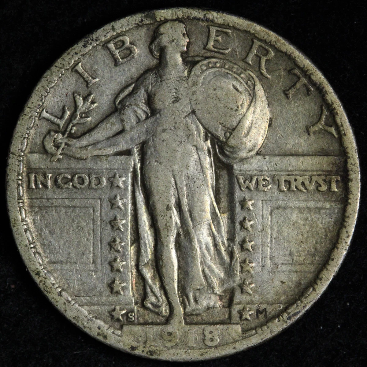 Uncertified Silver 1918 Year Standing Liberty US Quarters (1916