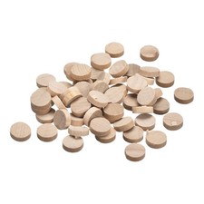 100Pcs Flat Head Wood Plugs 3/8 Inch Wooden Button Wood Plugs Screw Covers