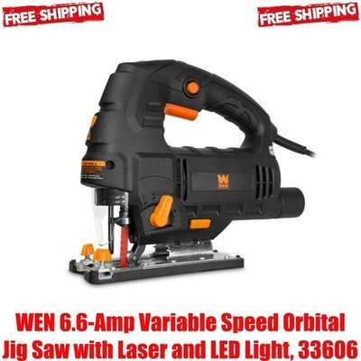 WEN 6.6-Amp Variable Speed Orbital Jig Saw with Laser and LED Light, 33606
