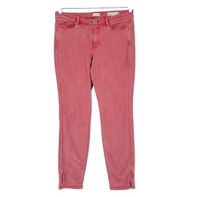 J Jill Ankle Jeans 8 Women Coral Authentic Fit Slim Stretch Split Hem Casual