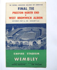 1954 FA Cup Final Programme. Preston NE v WBA/West Bromwich Albion.