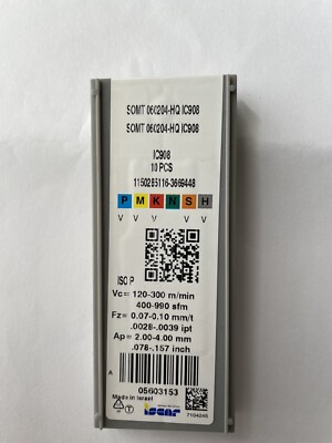 ISCAR SOMT 060204-HQ IC908 Carbide Indexable Drill Insert.1Box/ 10 Pieces
