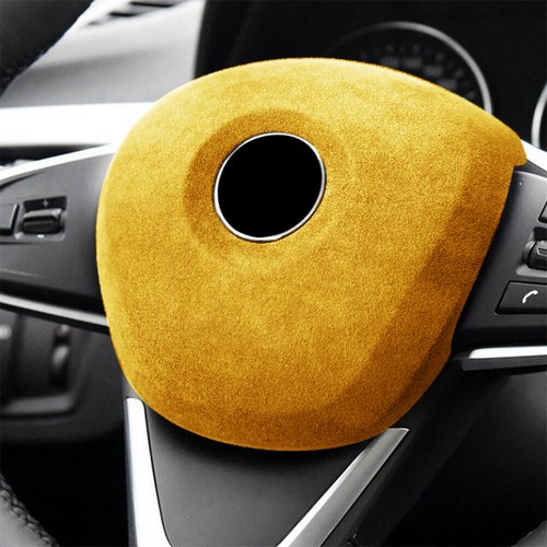 Suede Yellow Car Steering Wheel Center Cover For BMW 2 Series F22 X1 F48 2016-21 - Picture 3 of 10