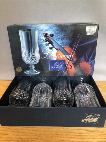 Cristal d’Arques France Longchamp 11.75oz Set of 4 Iced Tea Goblets Lead Crystal