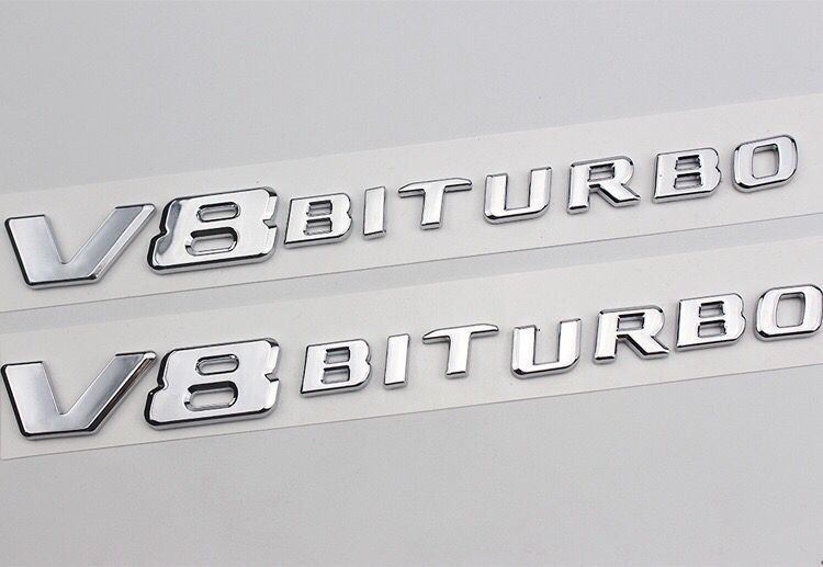 ⭐︎★⭐︎様 2pcs Chrome Letters V8 BITURBO Side Badges Emblems for Mercedes