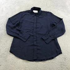 The Shirt by Rochelle Behrens Top Womens Medium Button Up Poplin Blue Casual