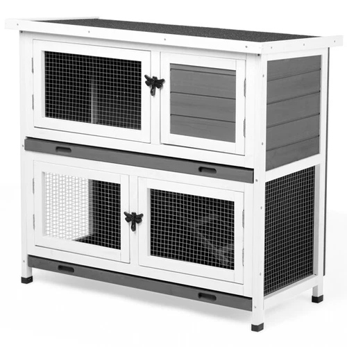2 Story Solid Wood Rabbit Hutch Bunny Cage Rabbit House Guinea Pig Cage Pet - Picture 5 of 18