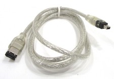 IEEE-1394 4 Pin Male to 6 Pin Male Firewire 400 Cable 3ft Clear
