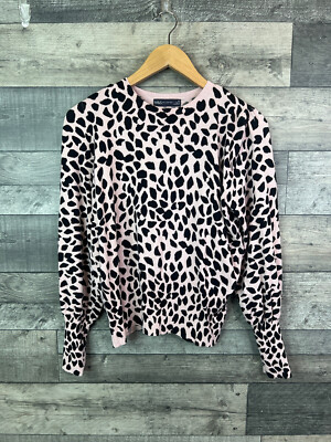 M&S Collection Womens Jumper Size UK 14 Pink Black Dalmatian Spot