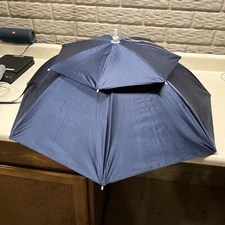 Hunter's Tail UV Umbrella Hat Dark Blue Gardening Golfing Rain 30” Across