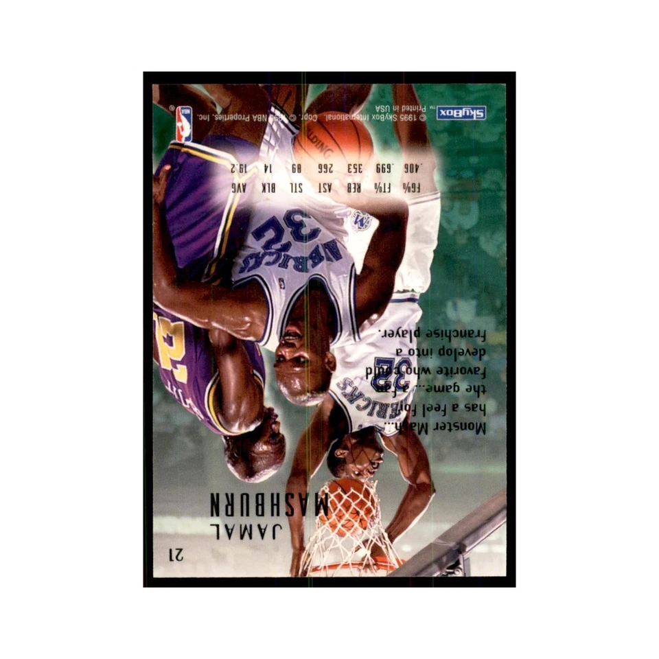1994 SkyBox E-Motion Jamal Mashburn Mavericks #21 - Image 2 of 3
