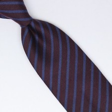 John G Hardy Mens SIlk Wool Necktie Burgundy Blue Stripe Weave Soft Woven Tie
