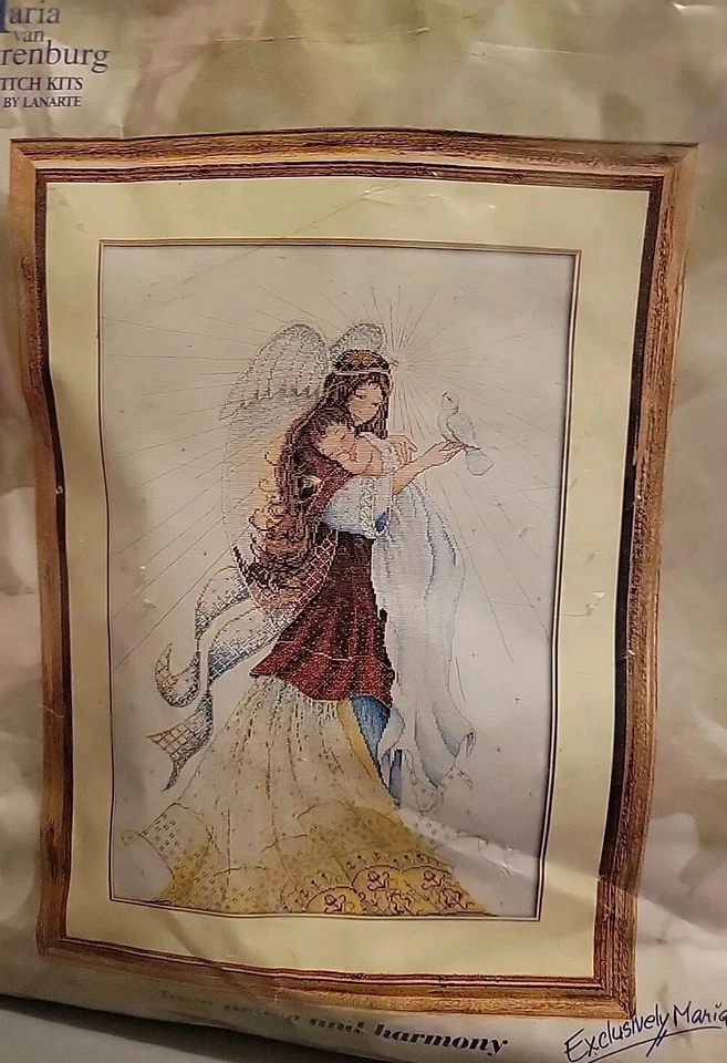 RARO Maria Van Scharrenburg Amor Paz Armonía Ángel Punto de Cruz Kit Foto 2 de 4