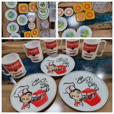 Vintage Mini Plastic Chilton  Irwin Plates Cups Campbells Soup Dishes Toys