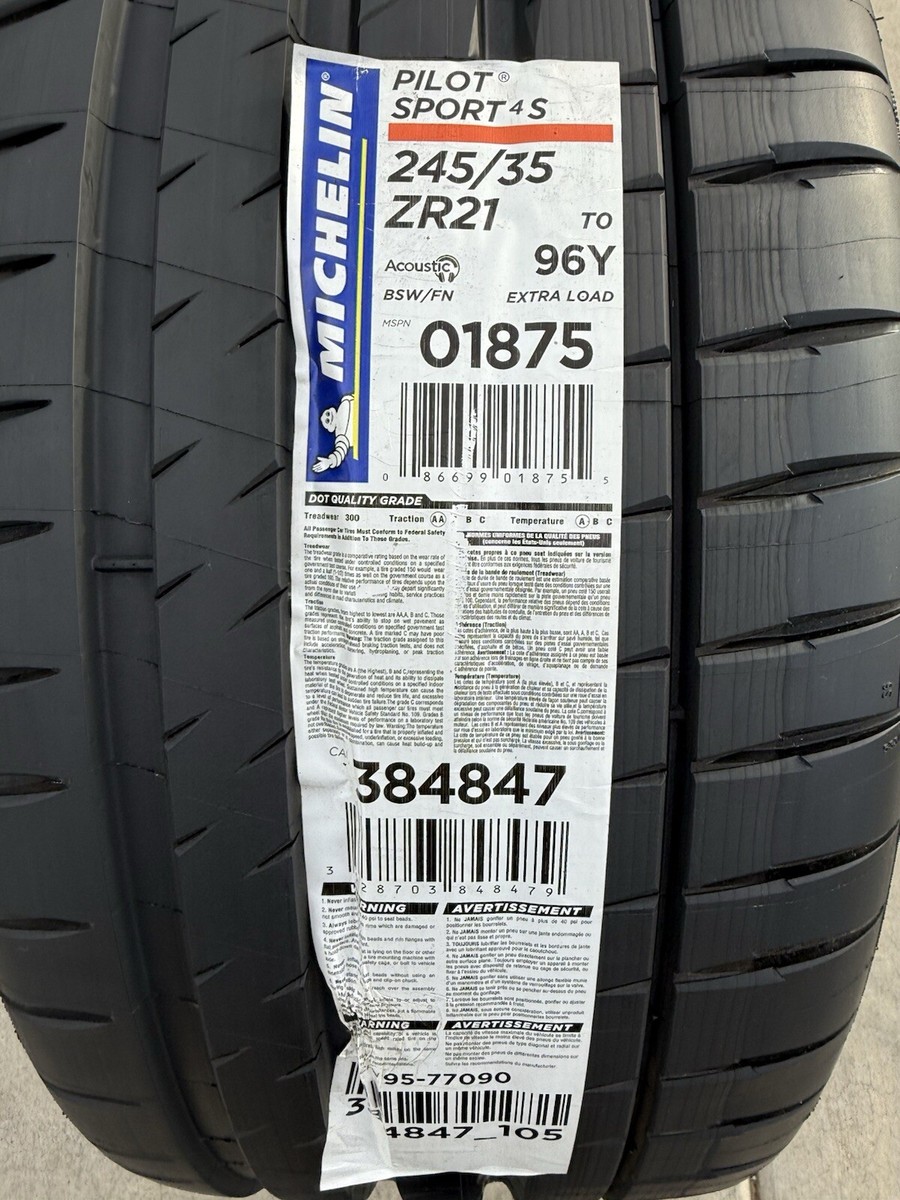 Set of TWO BRAND NEW 245/35ZR21 96Y Michelin Pilot Sport 4S Tires