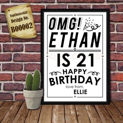 PERSONALISED OMG Birthday Present Print greeting poster gift card