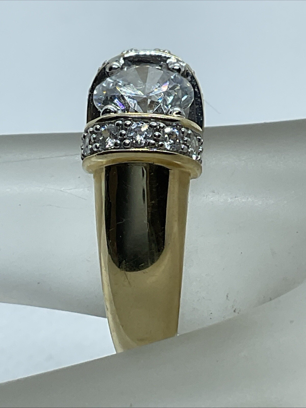 AWESOME Solid 14K Yellow Gold Solitaire White CZ … - image 3