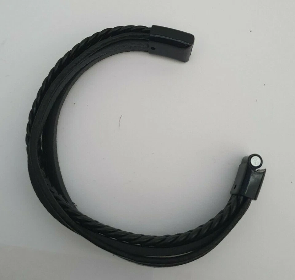 Mens Bracelet Classic Black Tubular Double - Image 3 of 4