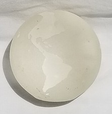 Etched Clear World Globe Paperweight Clear Frosted Glass Office Decor 3"