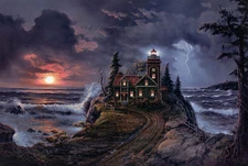 Hd Canvas Print House lighthouse on the sea Oil painting Printed on canvas L799