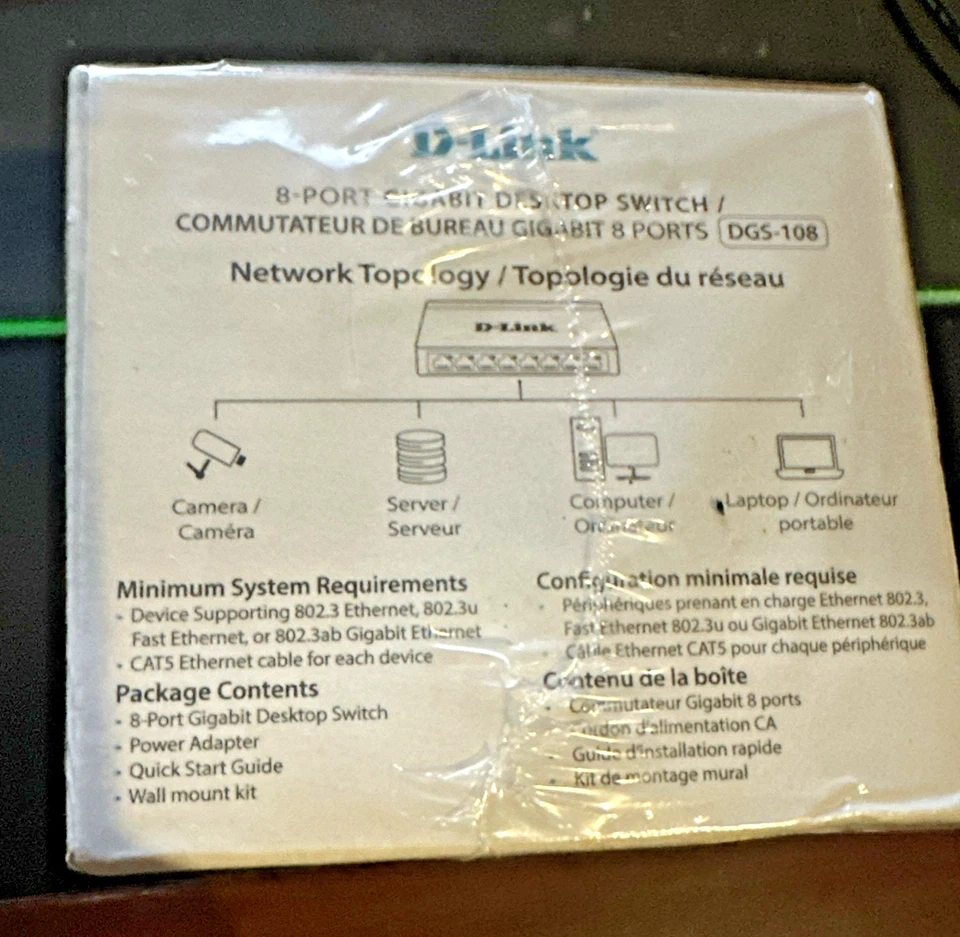 D-Link DGS 108 8 Port Gigabit Ethernet Switch Unmanaged, Plug & Play Network Spl - Image 4 of 4