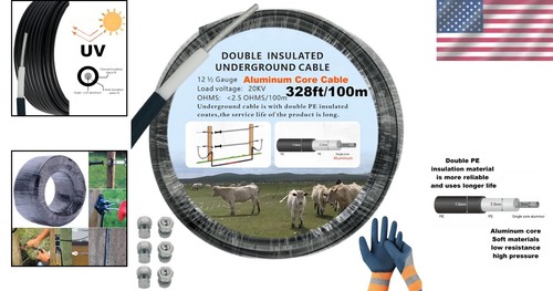 Durable Underground Electric Fence Cable - 328 Ft 12.5 Gauge with Accessories - Picture 2 of 8