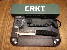 CRKT Nishi Fixed Knife 4.41" 8CR13mov SS Blade Cord Wrapped Handle GRN Sheath 