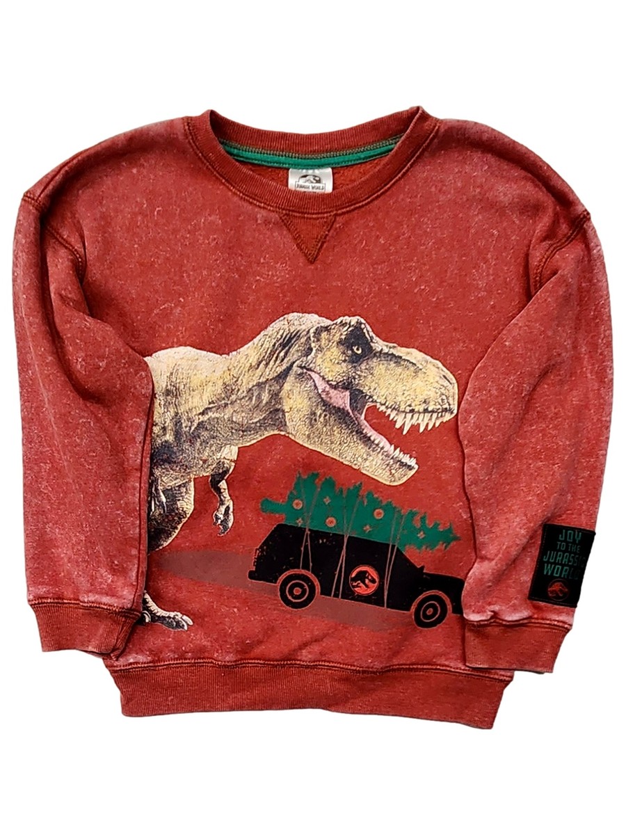 Infant Toddler Boys Red Jurassic World Christmas Sweatshirt Sweater Top