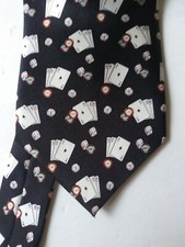 Mens Tie. Tango 100% Silk Black casino gambling ace cards Las Vegas