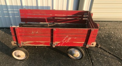 red wagons with wooden sides