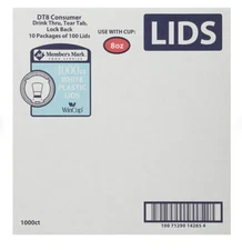 Plastic Drink Thru without Straw Slot, White Fits 8 oz. cups,1000CT SAMEDAYSHIP!