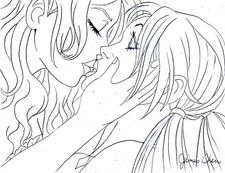 POISON IVY & HARLEY QUINN KISS ORIGINAL COMIC ART PENCIL SKETCH 1 ON CARD STOCK