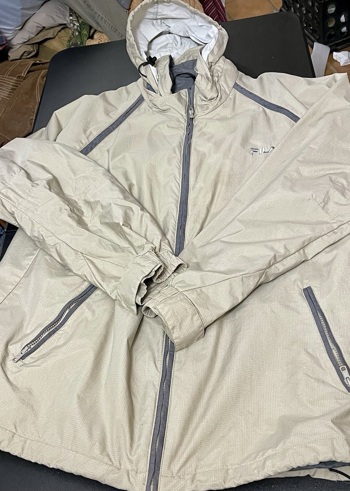 Giacca impermeabile con cappuccio uomo Fila marrone taglia XL