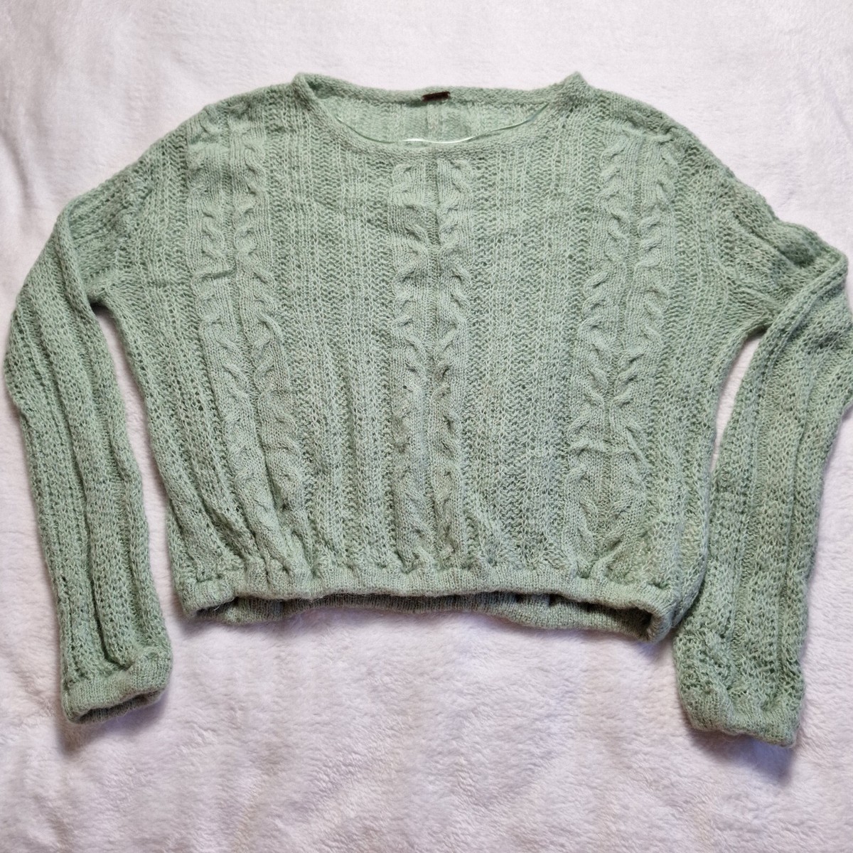 FREE PEOPLE Angel Soft Alpaca Wool Blend Cable Knit Sweater Sz XS 