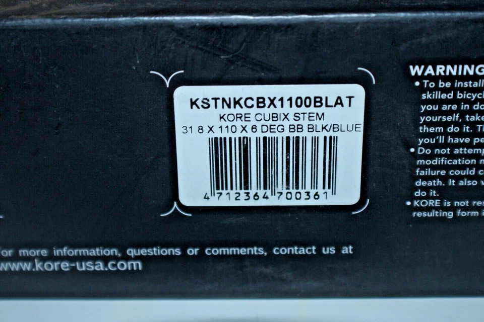 Kore Cubix Bike Stem 1 1/8" Threadless 110mm 6º Rise 31.8mm NWT Fast USA Shipper - Image 4 of 4