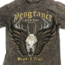 Wood N Trail Graphic T-Shirt Vengeance Deer Skull Hunting Tee Size M