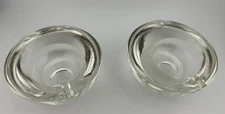 2 MCM Thick Clear Glass Heavy Ashtrays Candle Holder Trinket Bowl Jewelry Dish
