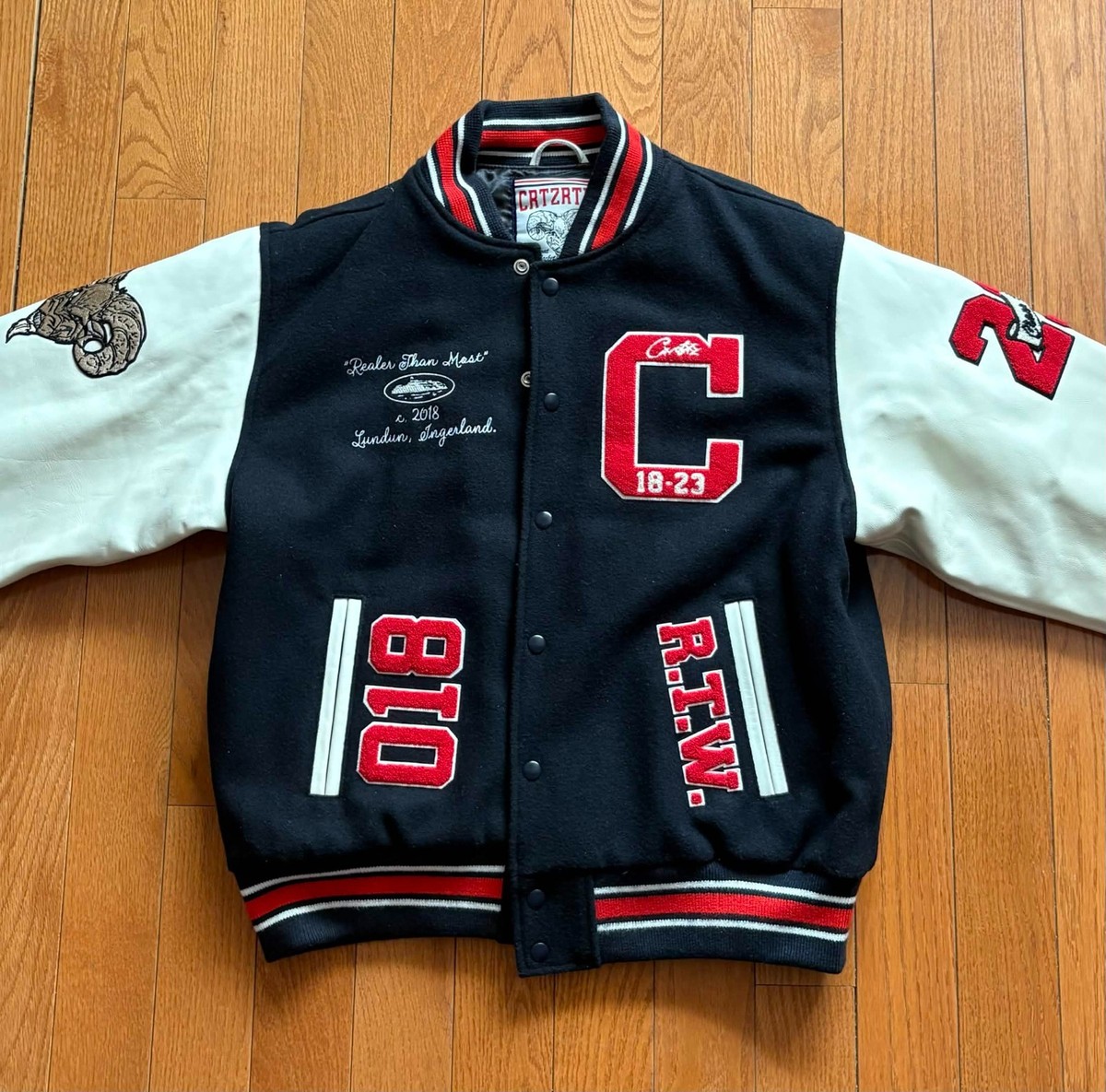 CORTEIZ Goat Varsity Jacket Size L Navy | eBay