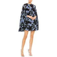 NWT Ieena for Mac Duggal 56028 High Neck Cape Mini Dress Size 2